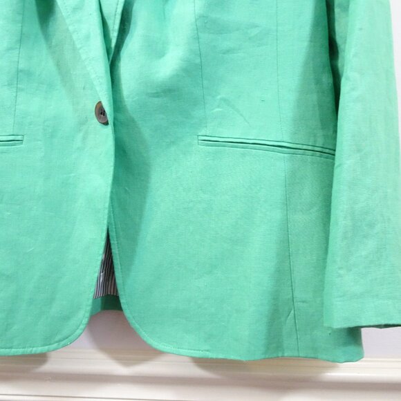 NWT Talbots Linen Blazer Jacket 12P Preppy Career Coastal Light Green Academia - Picture 3 of 7